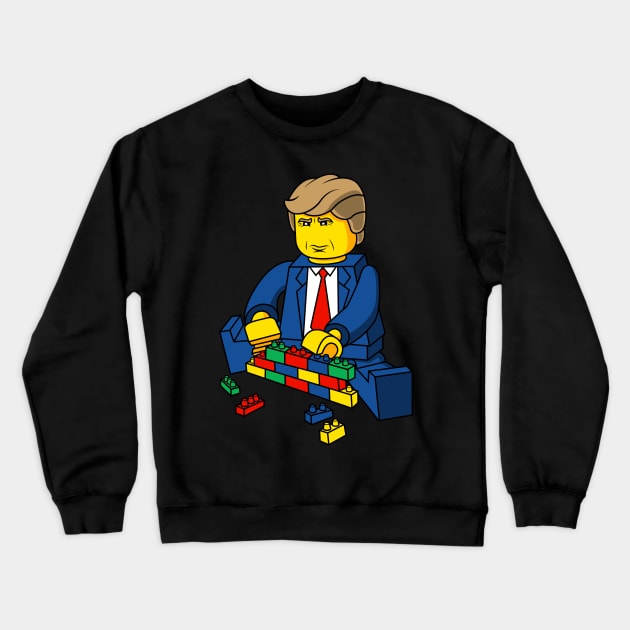 Trump Build A Wall Toy Brick Crewneck Sweatshirt by mashuptees